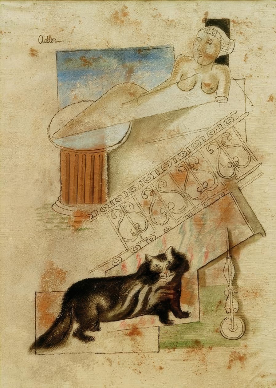 Kat en zwevende maagd door Jankel Adler