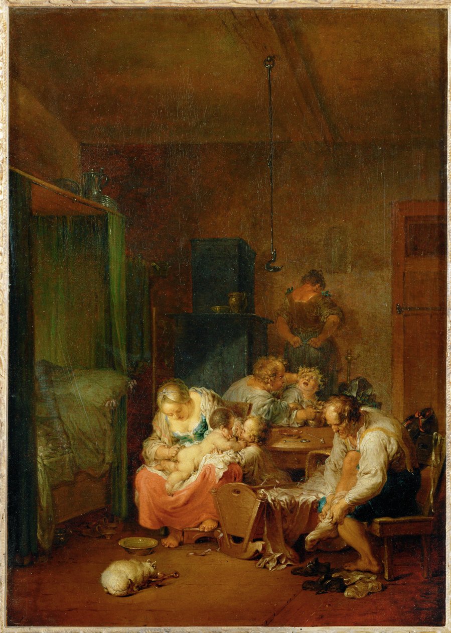 Interieur, ochtend (schilderij op doek) door Januarius Zick