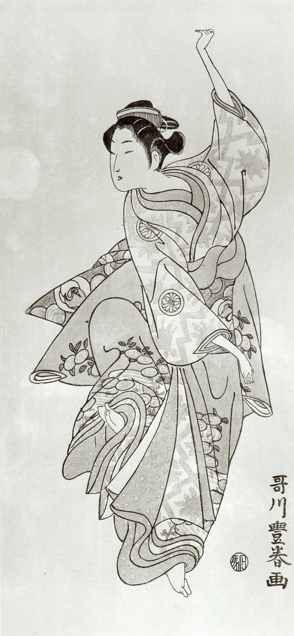 Danser (houtsnede) door Japanese School