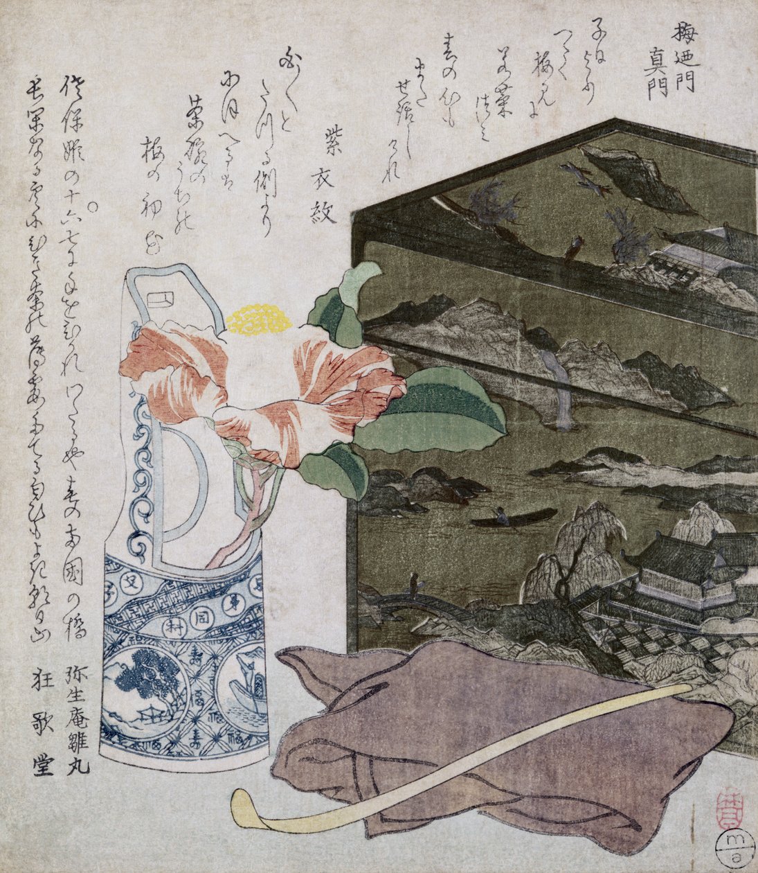 Stilleven met een camelia, c.1820 door Japanese School