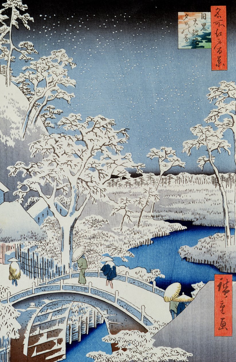 Winterlandschap (houtsnede) door Japanese School