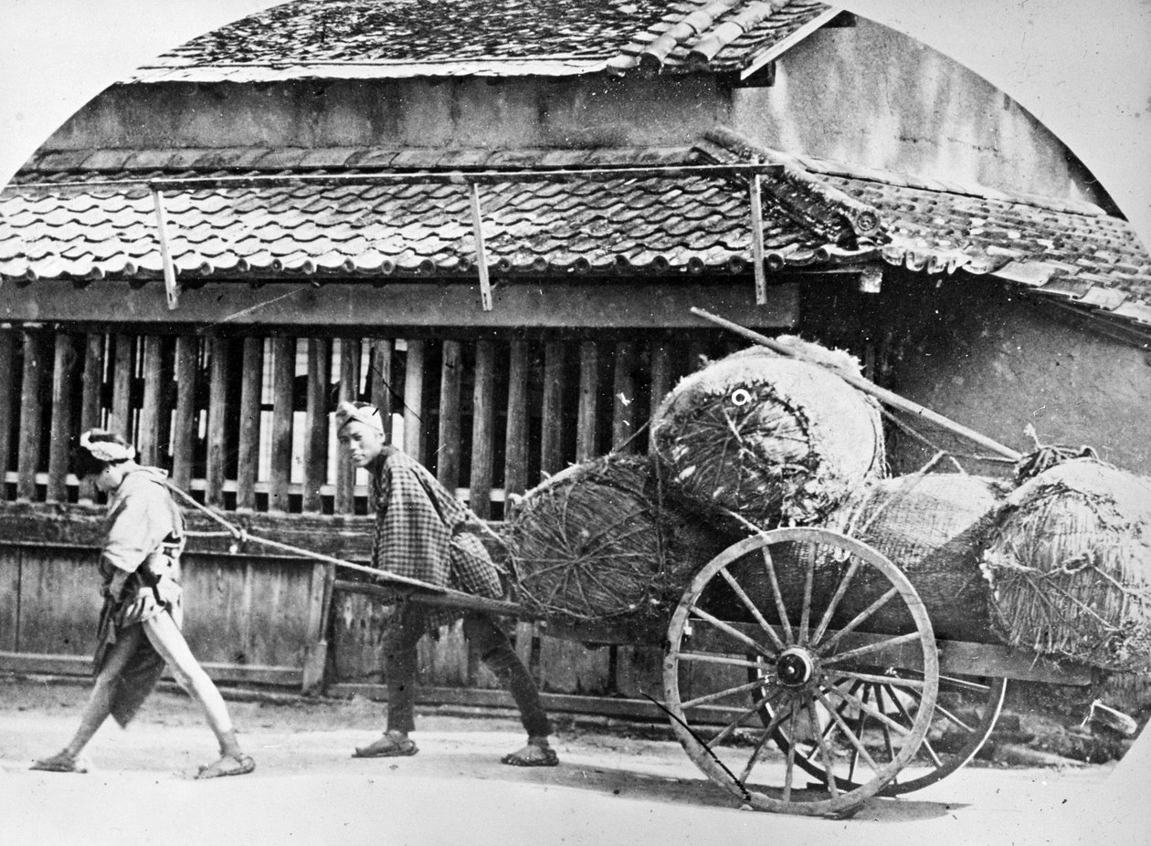 Handgetrokken Kar, Japan, ca. 1860s door Japanese Photographer