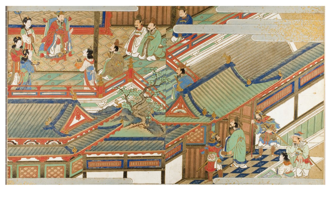 Chinese hofscène in Yamato-e stijl door Japanese School