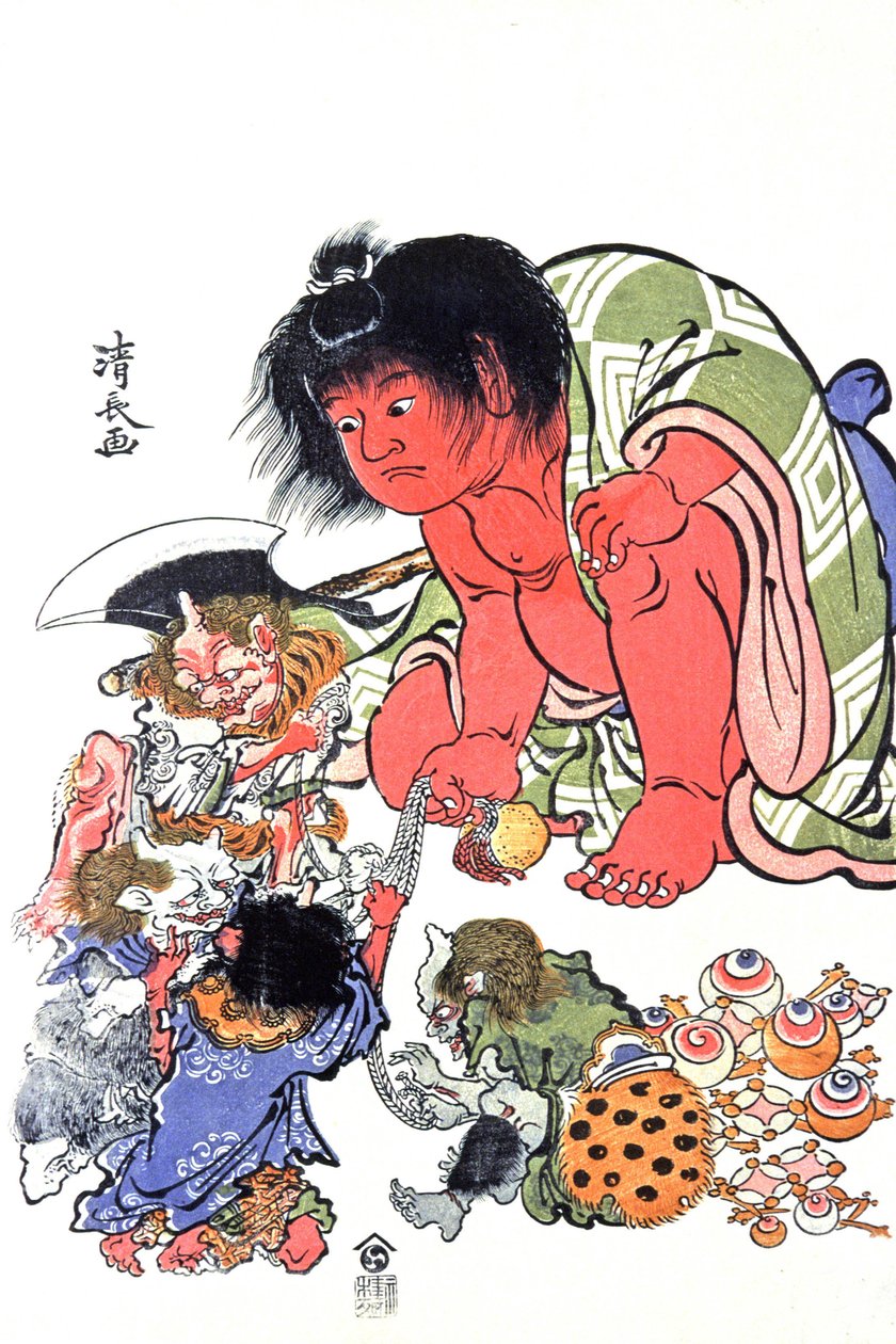 Demonen, midden 19e eeuw (prent) door Japanese School