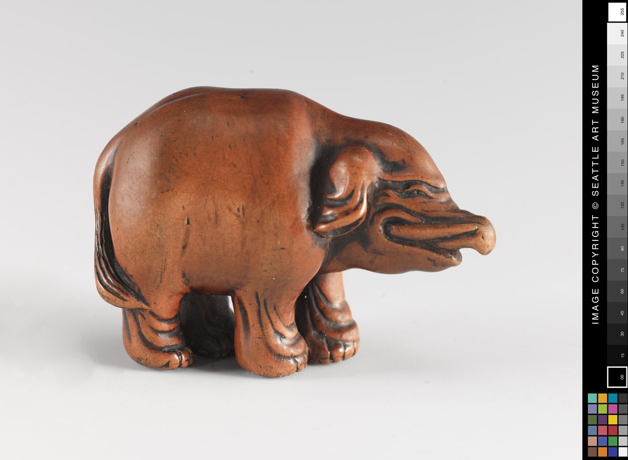 Netsuke gemodelleerd als een olifant, 18e-19e eeuw door Japanese School
