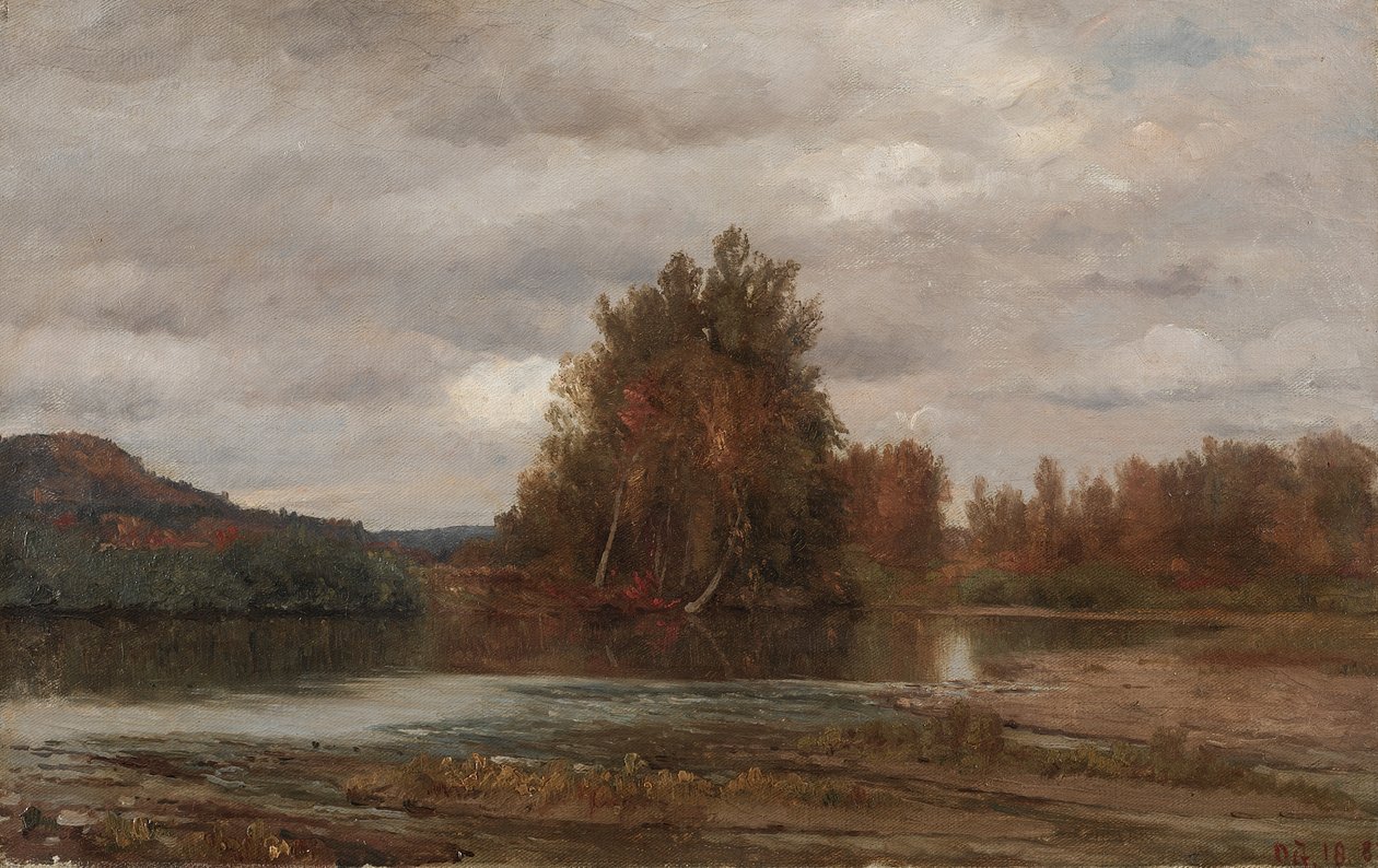 Grijze dag op de Esopus door Jasper F. Cropsey