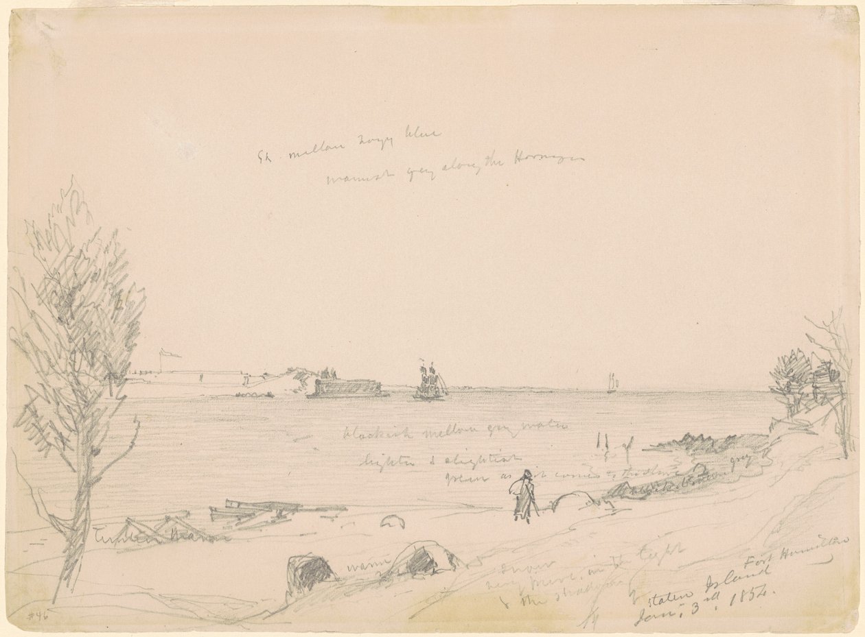 Fort Hamilton, Staten Island door Jasper Francis Cropsey