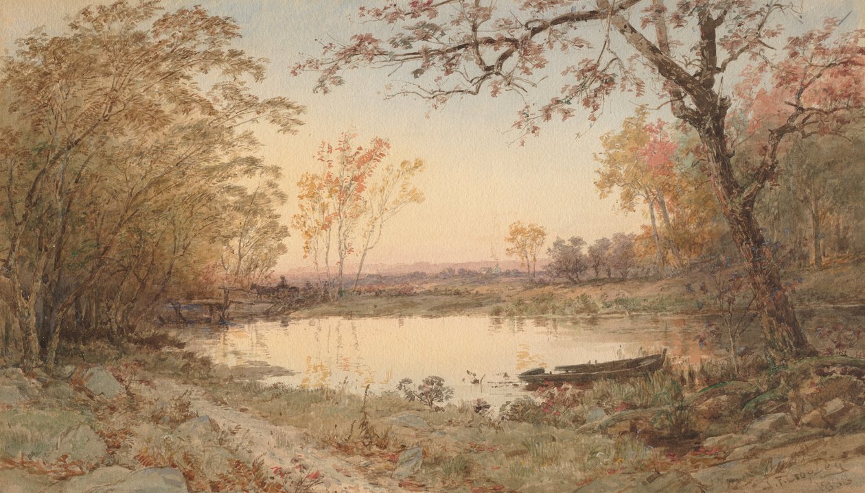 Landschap Hastings-on-Hudson, 1888 door Jasper Francis Cropsey