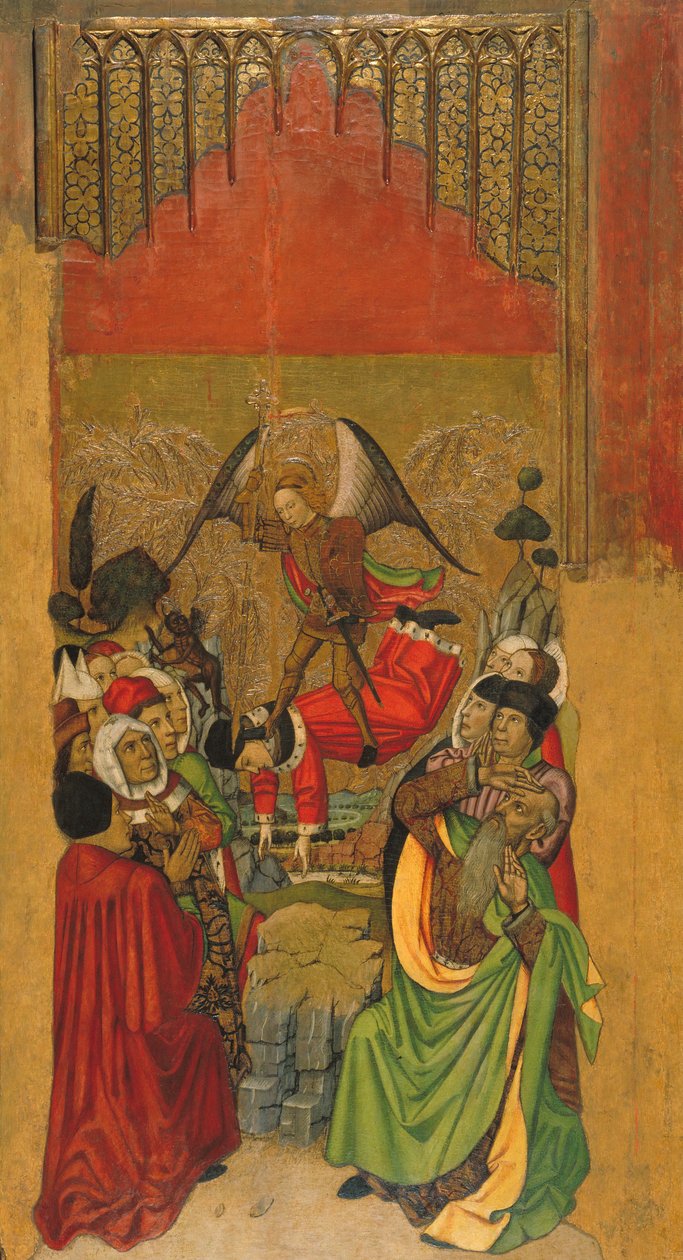 Sint-Michiel overwint de Antichrist door Jaume Huguet