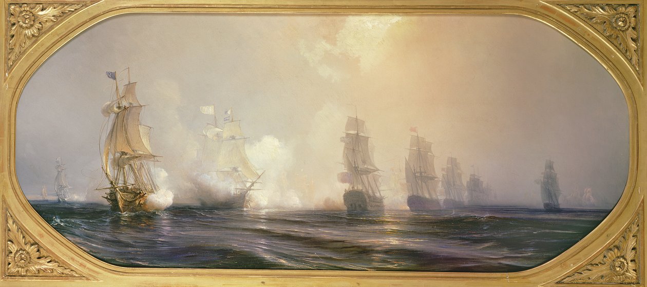 Zeeslag in Chesapeake Bay, 3 september 1781 door Jean Antoine Theodore Gudin