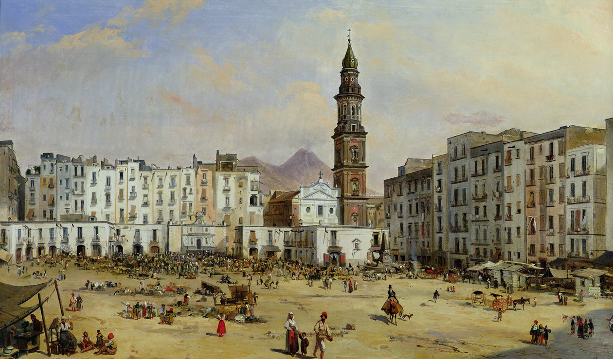 Piazza Mazaniello, Napels door Jean Auguste Bard
