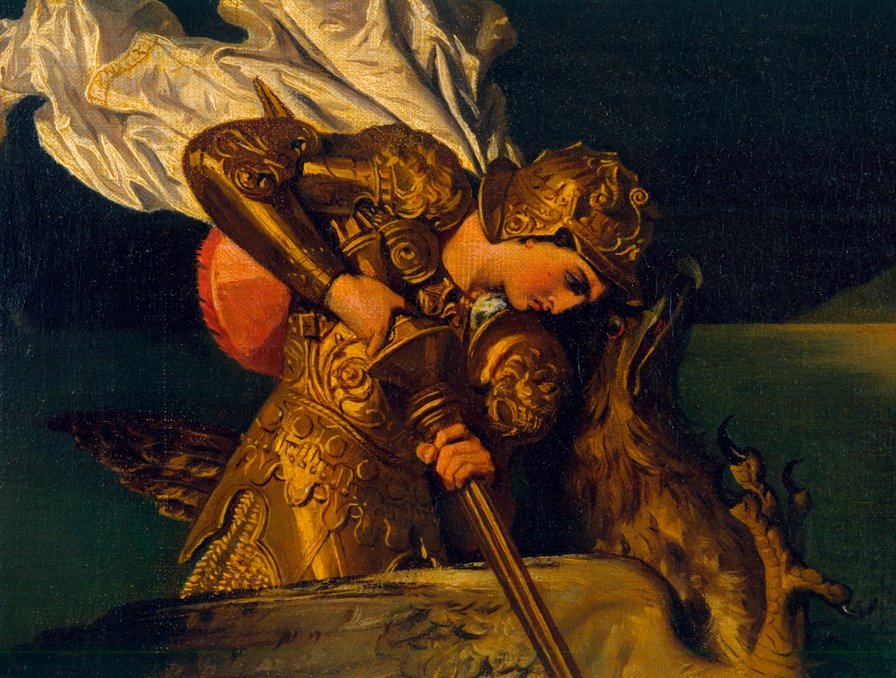 Ruggiero Redt Angelica, detail van Ruggiero, 1819 (detail) door Jean Auguste Dominique Ingres