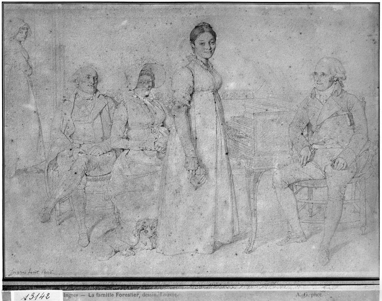De Familie Forestier, 1806 (grafiet op papier) door Jean Auguste Dominique Ingres