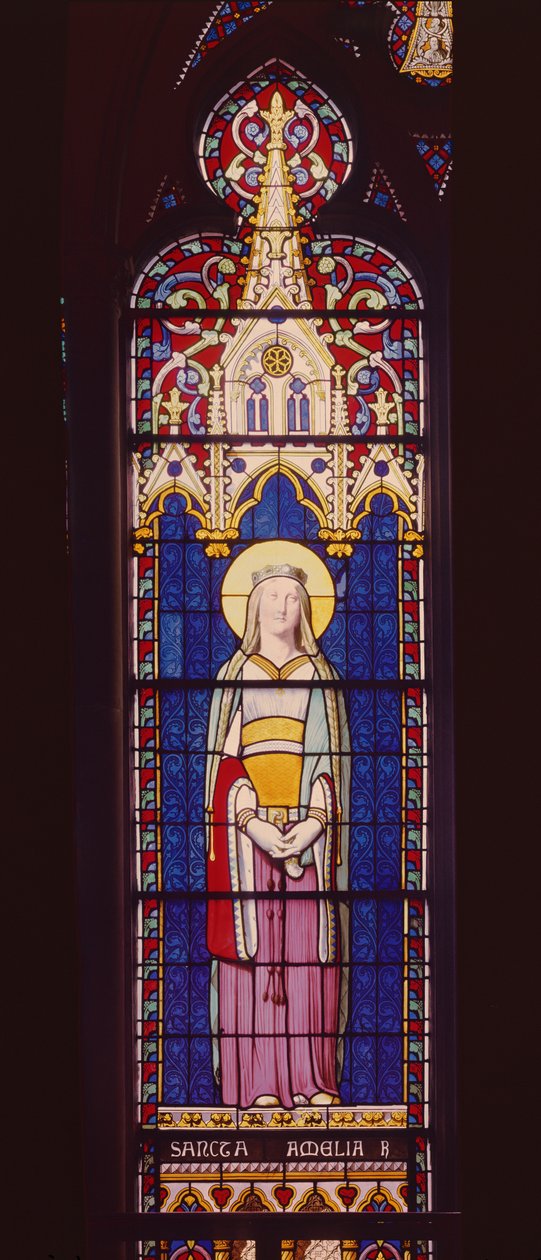 Raam met Marie-Amelie de Bourbon-Sicile (1782-1866) als St. Amelia, Sevres Werkplaats door Jean Auguste Dominique Ingres
