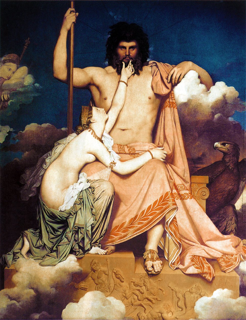 Zeus en Thetis door Jean Auguste Dominique Ingres