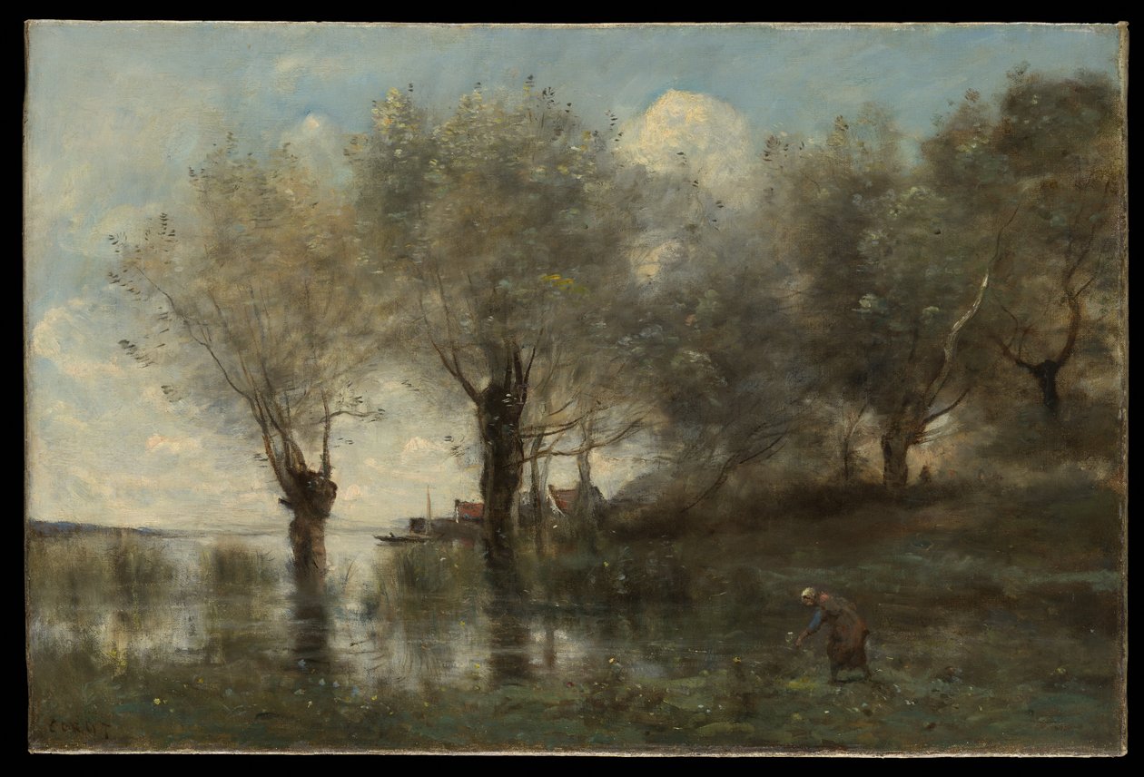 Een vijver in Picardië door Jean Baptiste Camille Corot