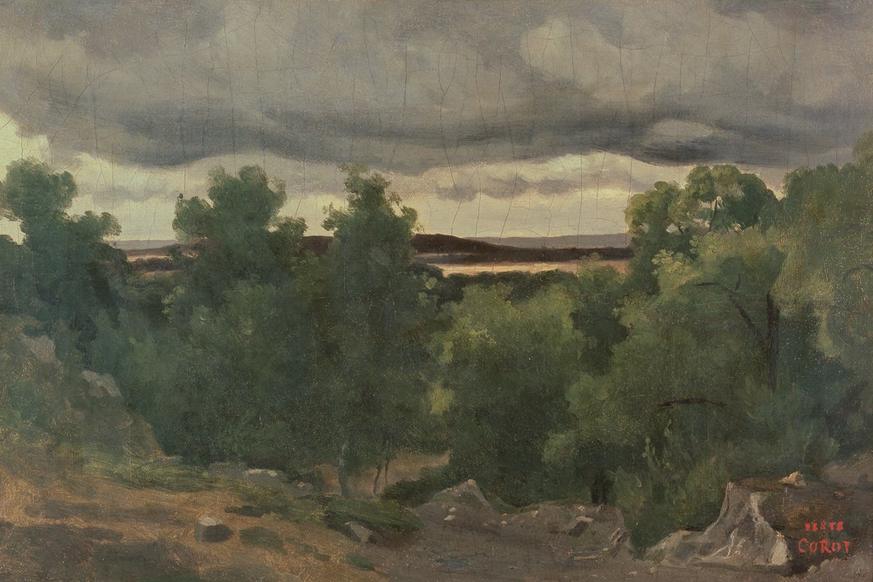 Au Petit Chaville door Jean Baptiste Camille Corot