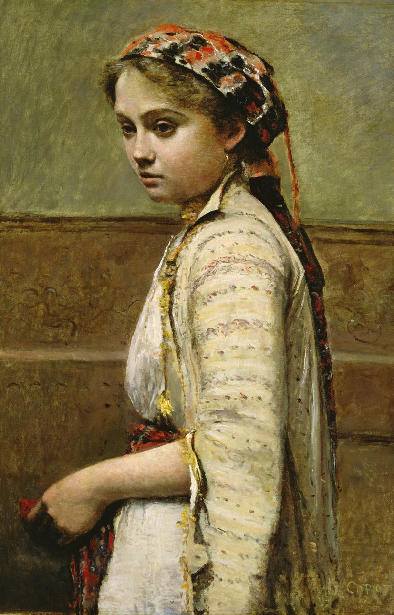 Grieks meisje, Mlle. Dobigny, 1868-70 door Jean Baptiste Camille Corot