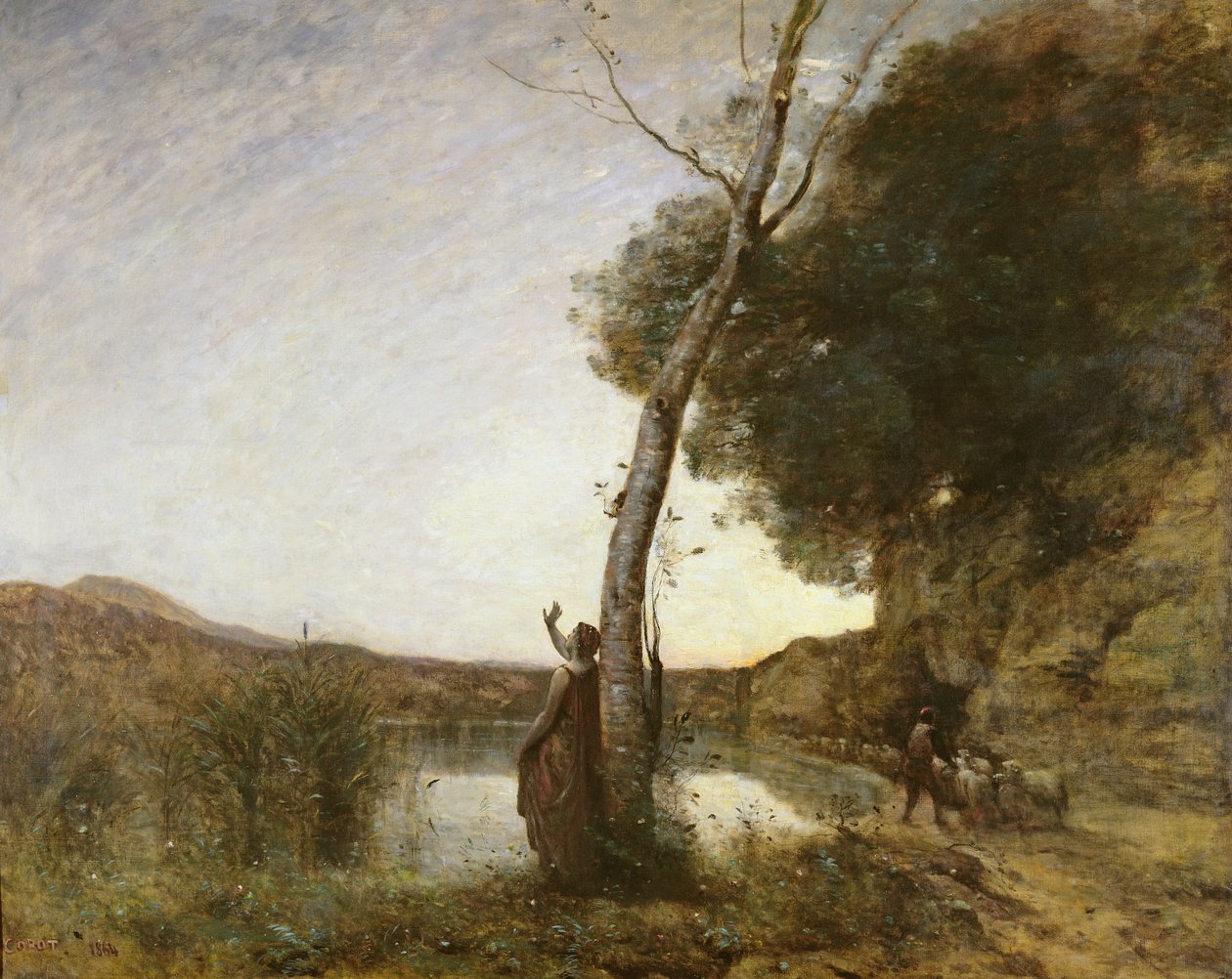De herdersster, 1864 door Jean Baptiste Camille Corot