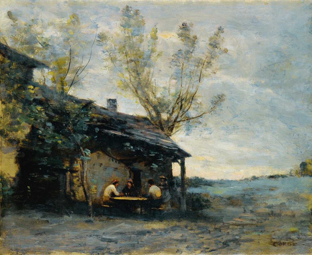 Een café in Vaugirard door Jean Baptiste Camille Corot