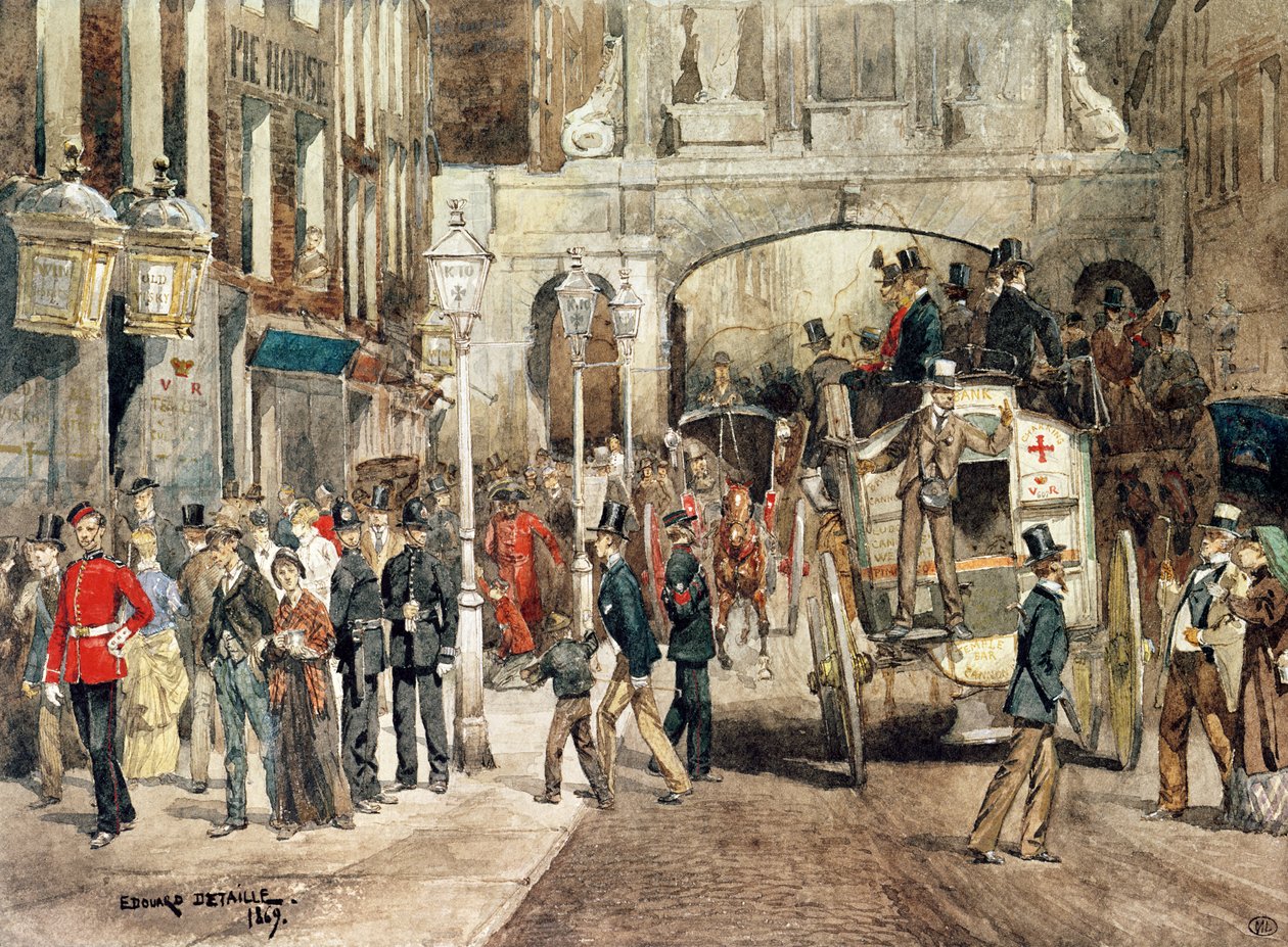 Londense Straat, 1869 door Jean Baptiste Edouard Detaille
