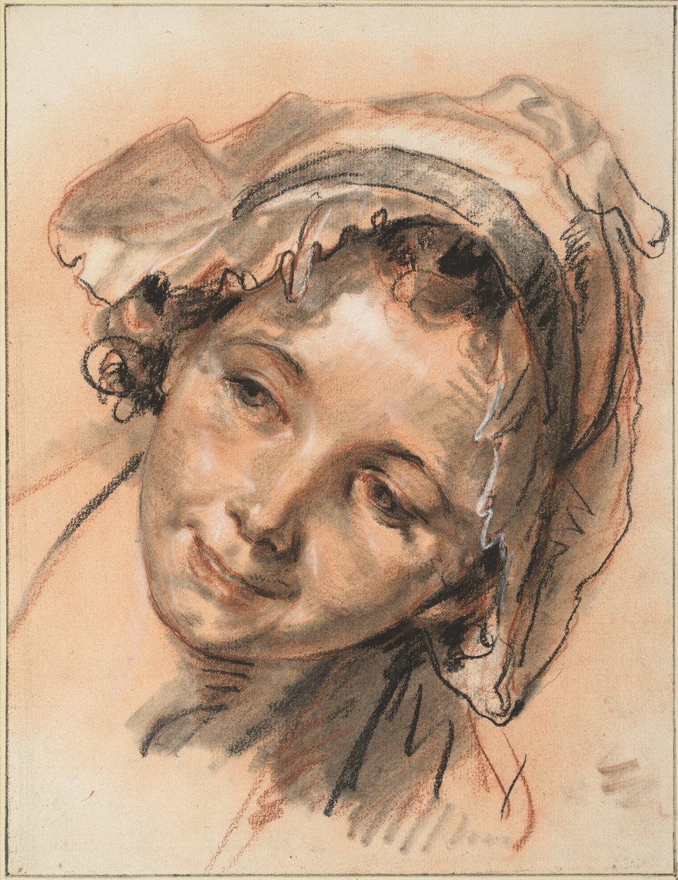 Hoofd van lachend meisje, ca. 1765 door Jean Baptiste Greuze