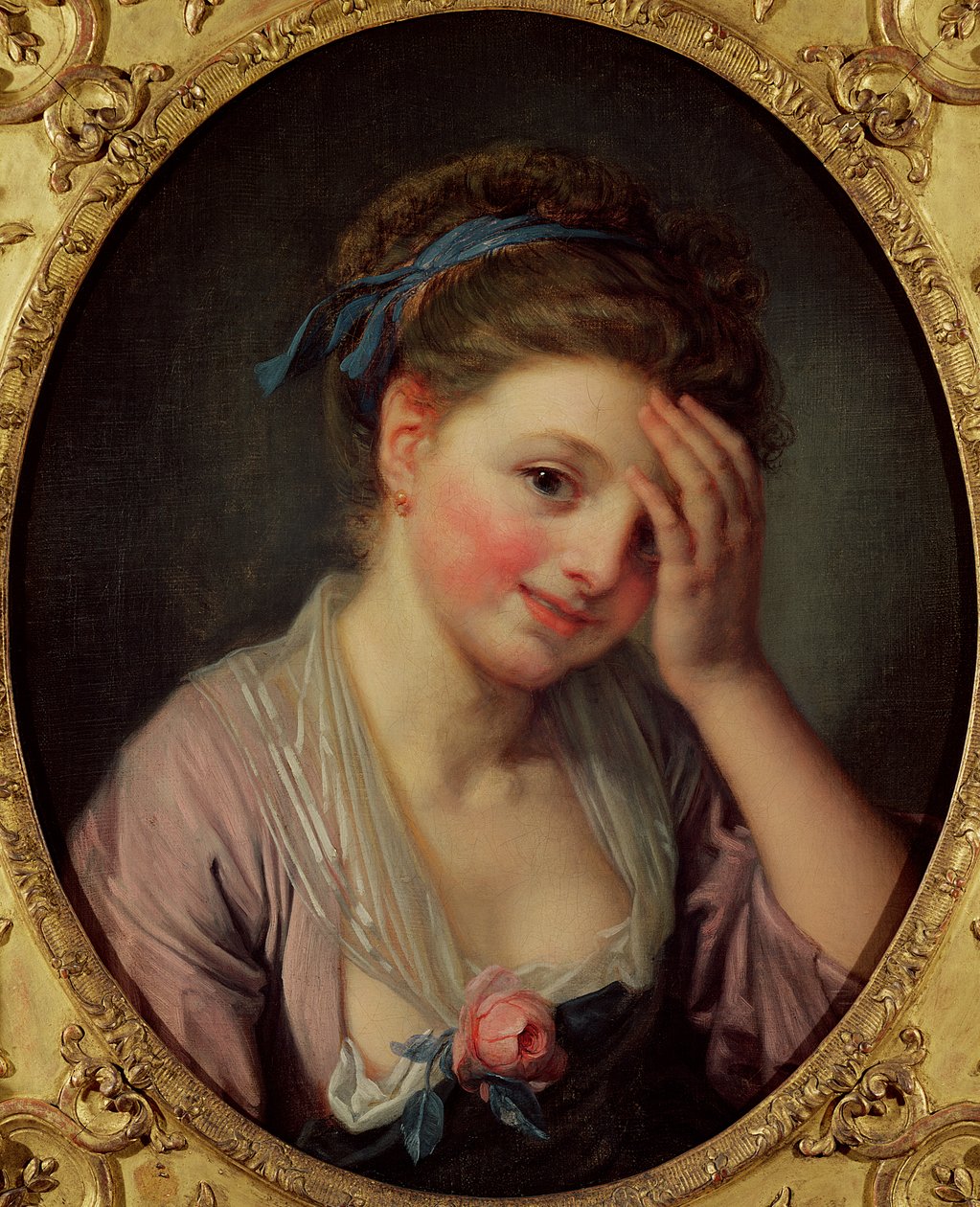 Jong Meisje met een Roos door Jean Baptiste Greuze
