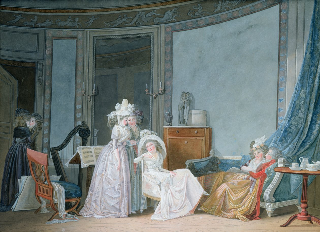 Ontmoeting in een salon, 1790 door Jean Baptiste Mallet