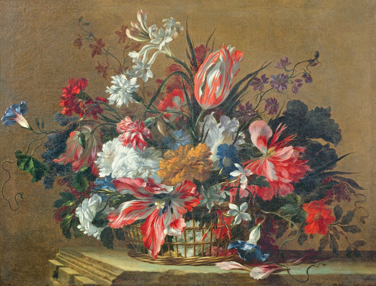 Mand met bloemen door Jean Baptiste Monnoyer