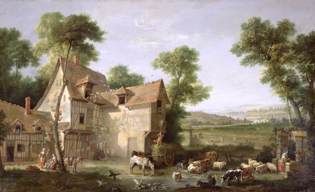 De boerderij, 1750 door Jean Baptiste Oudry