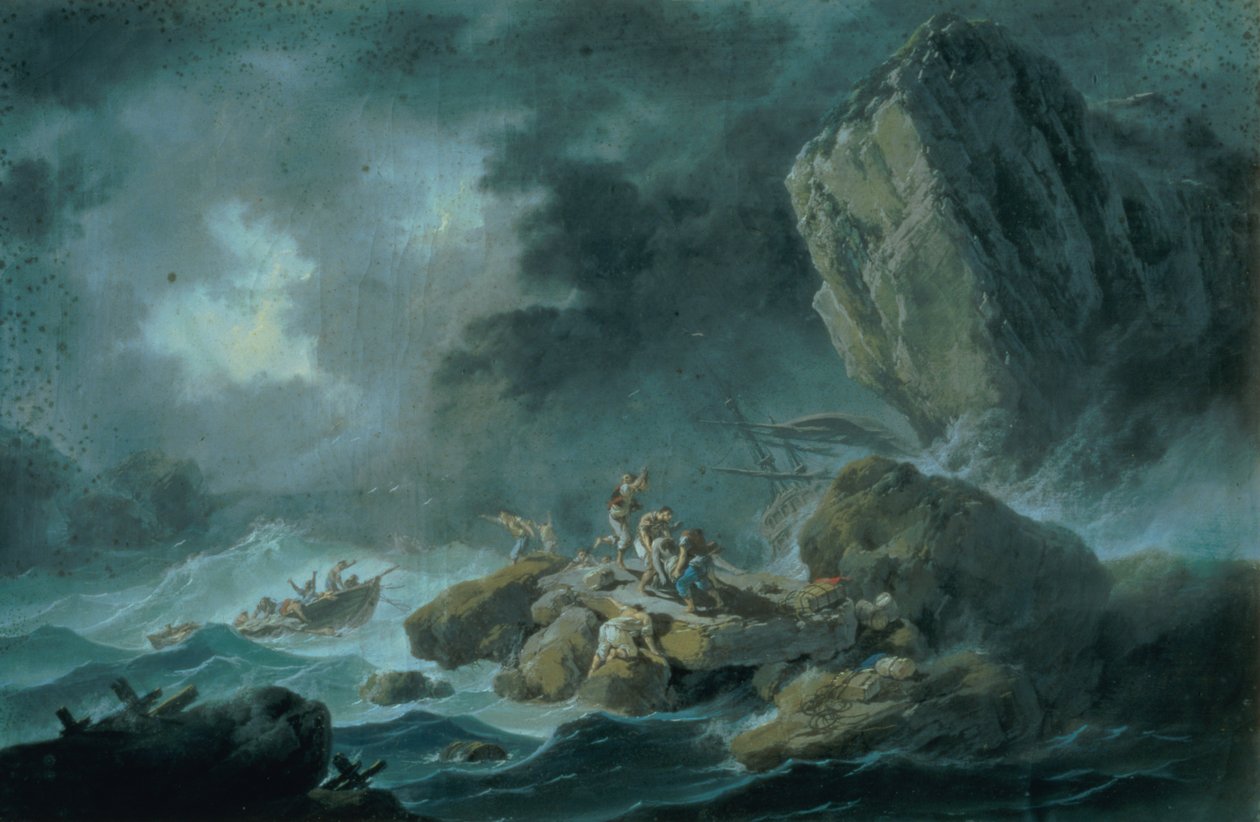 Zeegezicht in een storm door Jean Baptiste Pillement