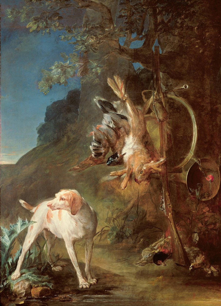 Hond en wild, 1730 door Jean Baptiste Simeon Chardin