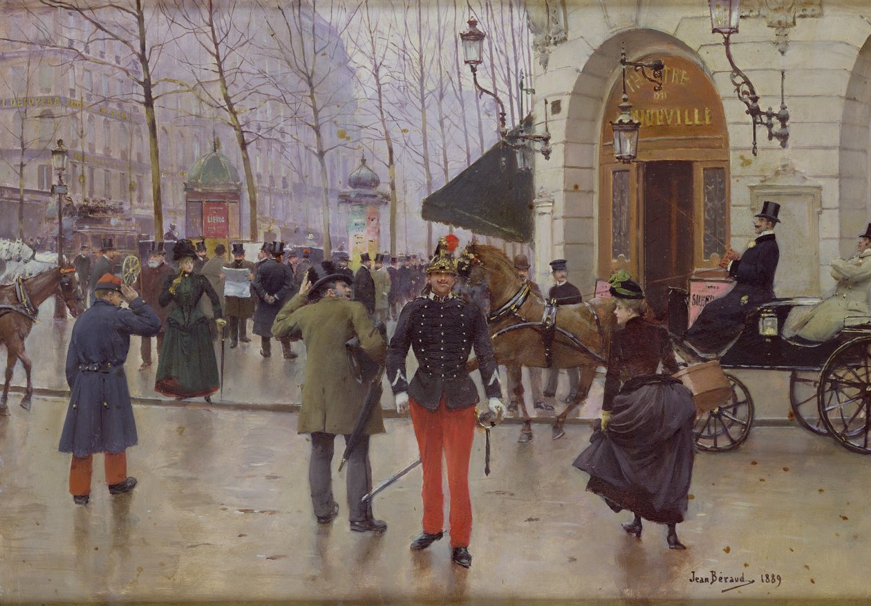 De Boulevard des Capucines en het Vaudeville Theater, 1889 door Jean Beraud