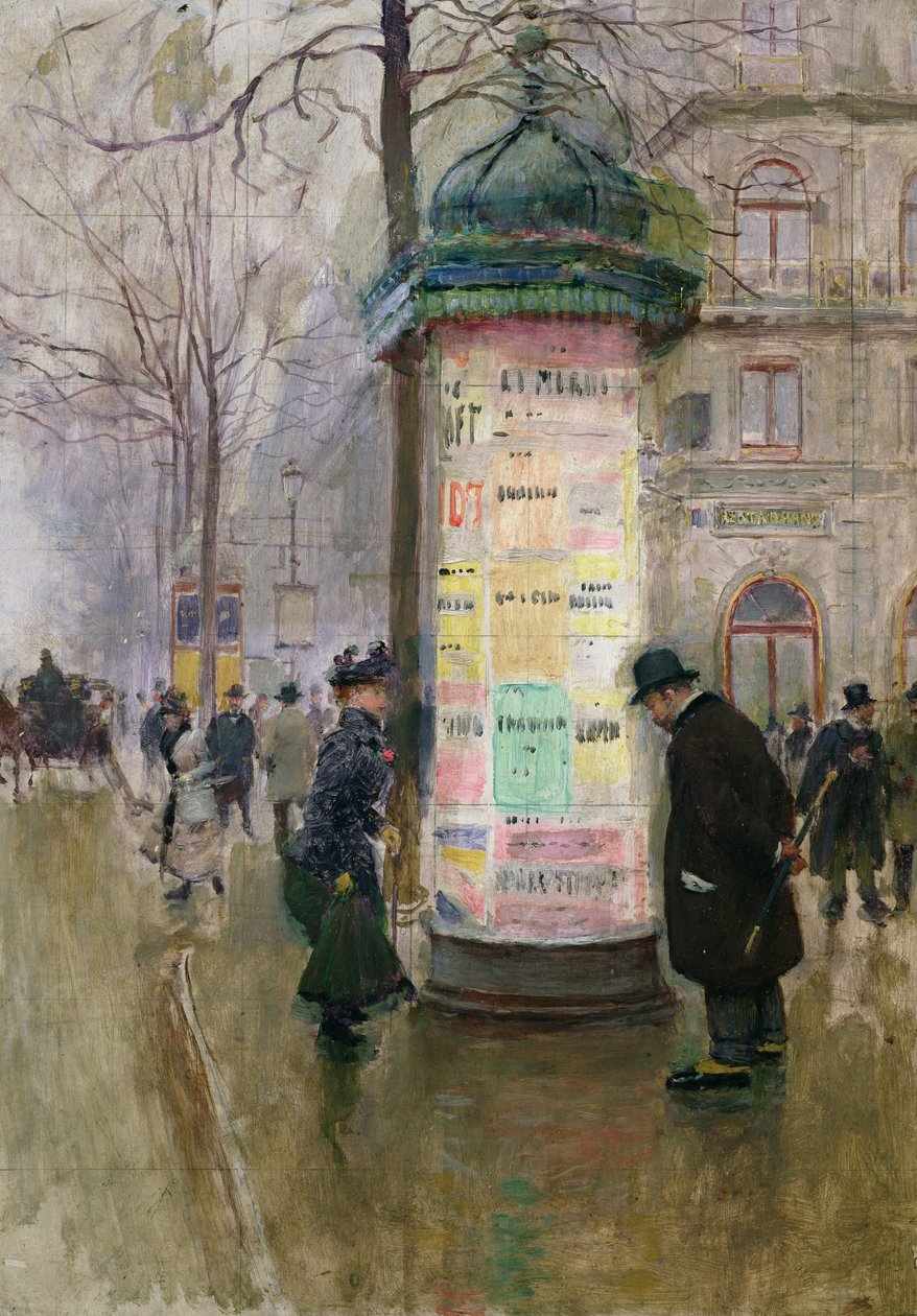 De Colonne Morris, ca. 1885 door Jean Beraud