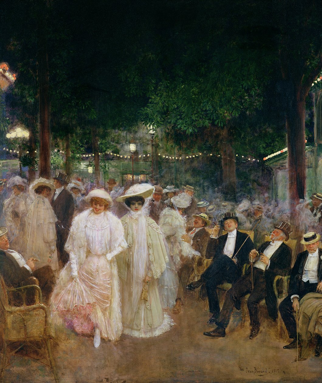 De tuinen van Parijs, of De schoonheden van de nacht, 1905 door Jean Beraud
