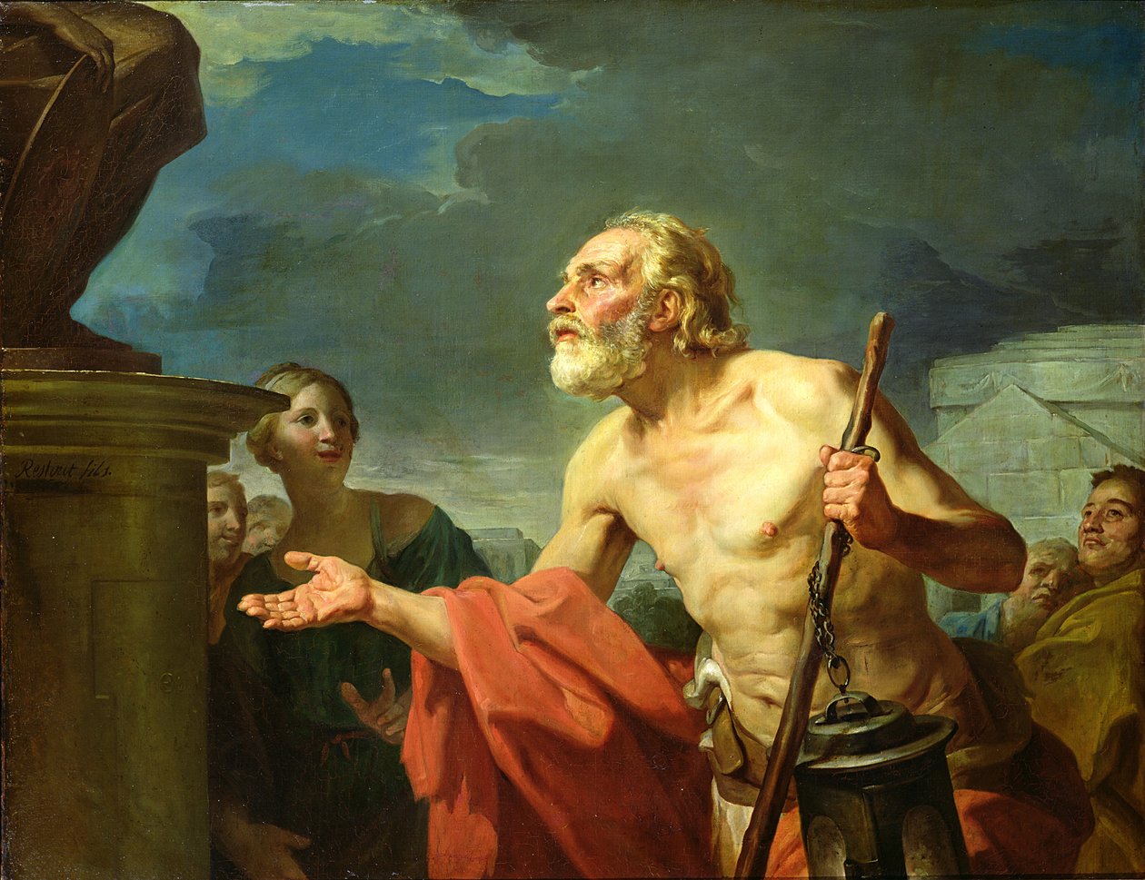 Diogenes vraagt om aalmoezen, 1767 door Jean Bernard Restout