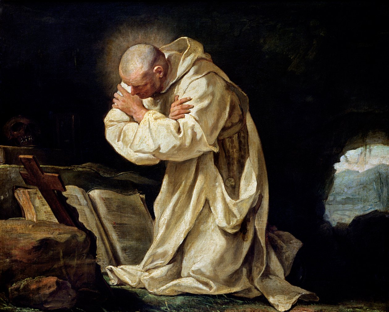 St. Bruno biddend in de woestijn, 1763 door Jean Bernard Restout