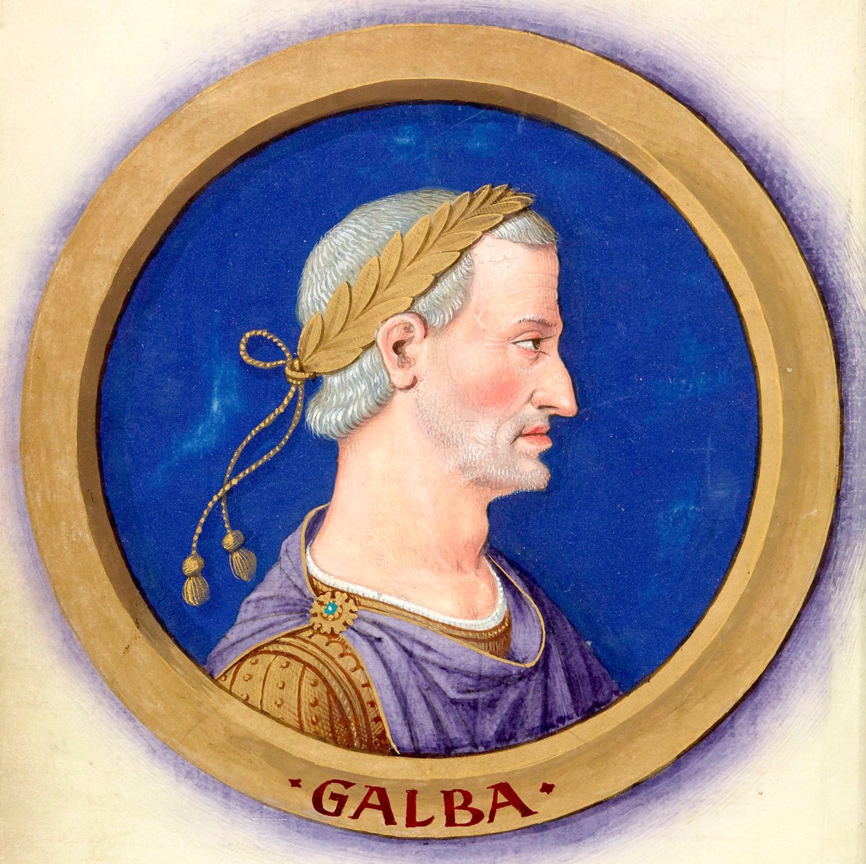 Beschrijving van de twaalf Caesars met hun figuren 7-Galba door Jean Bourdichon