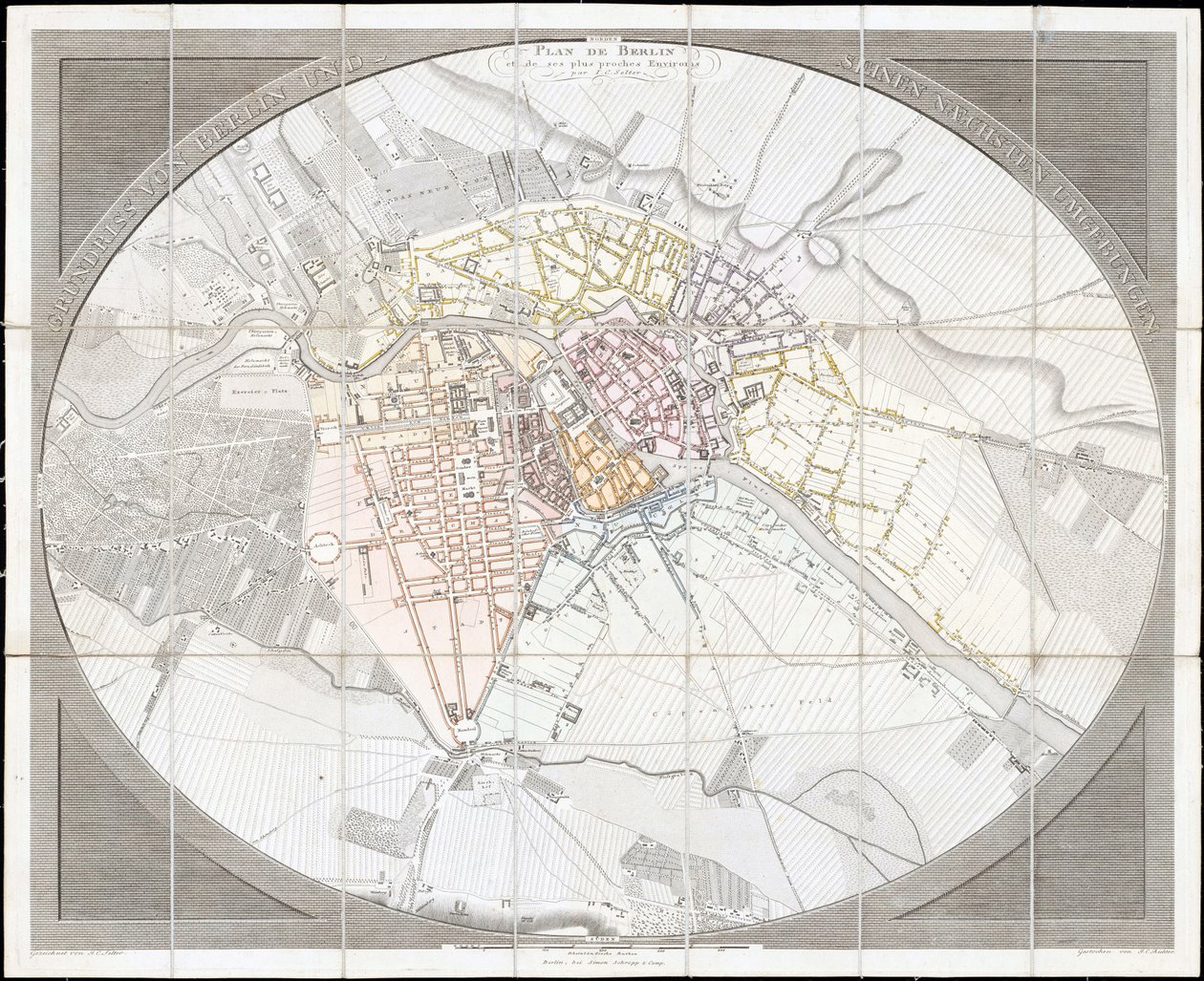 Plattegrond van Berlijn en zijn directe omgeving door Jean Chrétien Selter