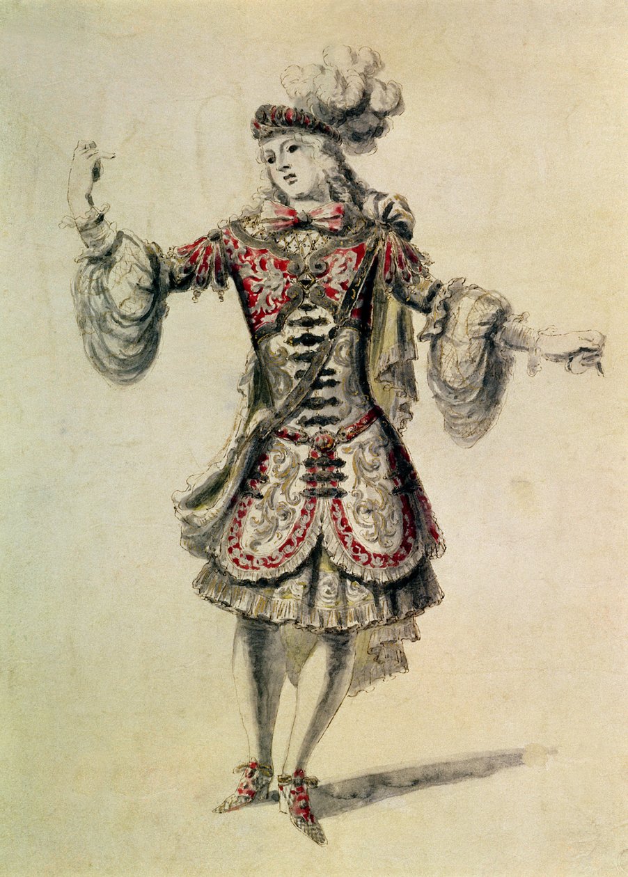 Kostuumontwerp voor een mannelijke danser, ca. 1681 door Jean Derain