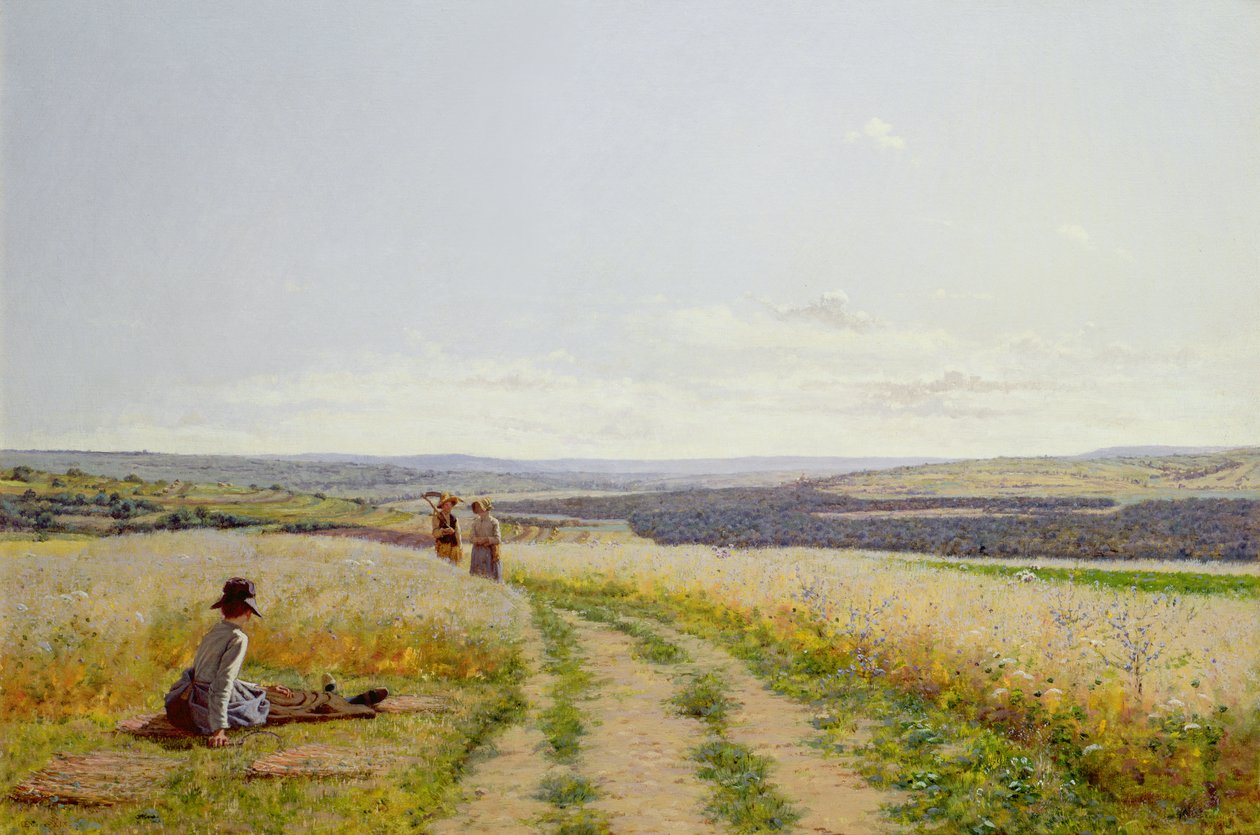 Meisje in de velden door Jean F. Monchablon