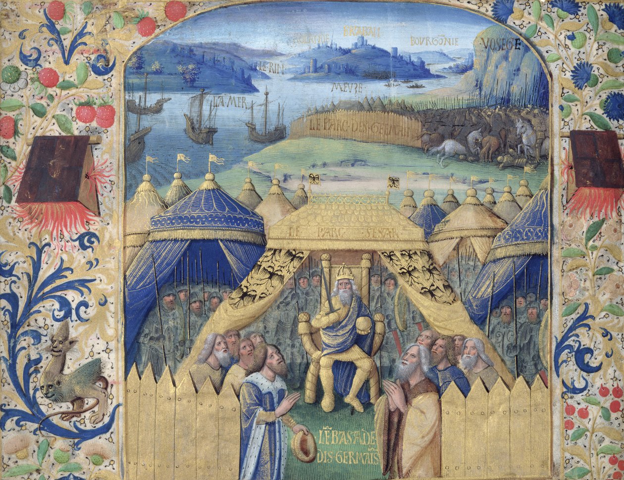 Julius Caesar ontvangt de Germaanse ambassadeur, ca. 1450 door Jean Fouquet