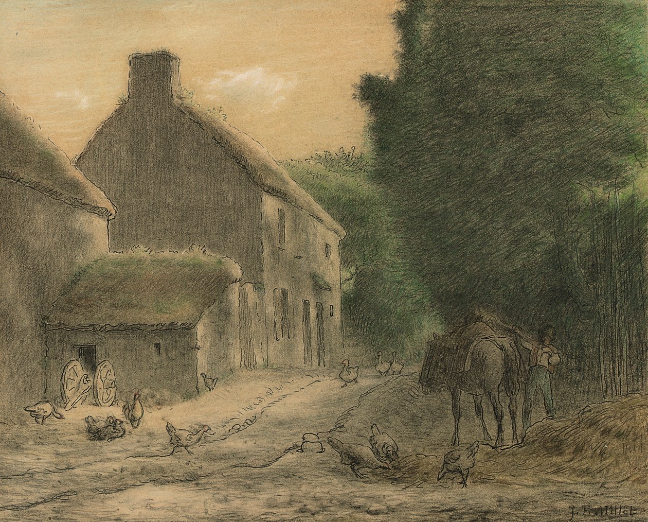 Boerderij in Gruchy door Jean Francois Millet