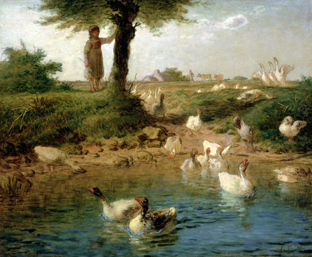 De ganzenhoedster door Jean Francois Millet