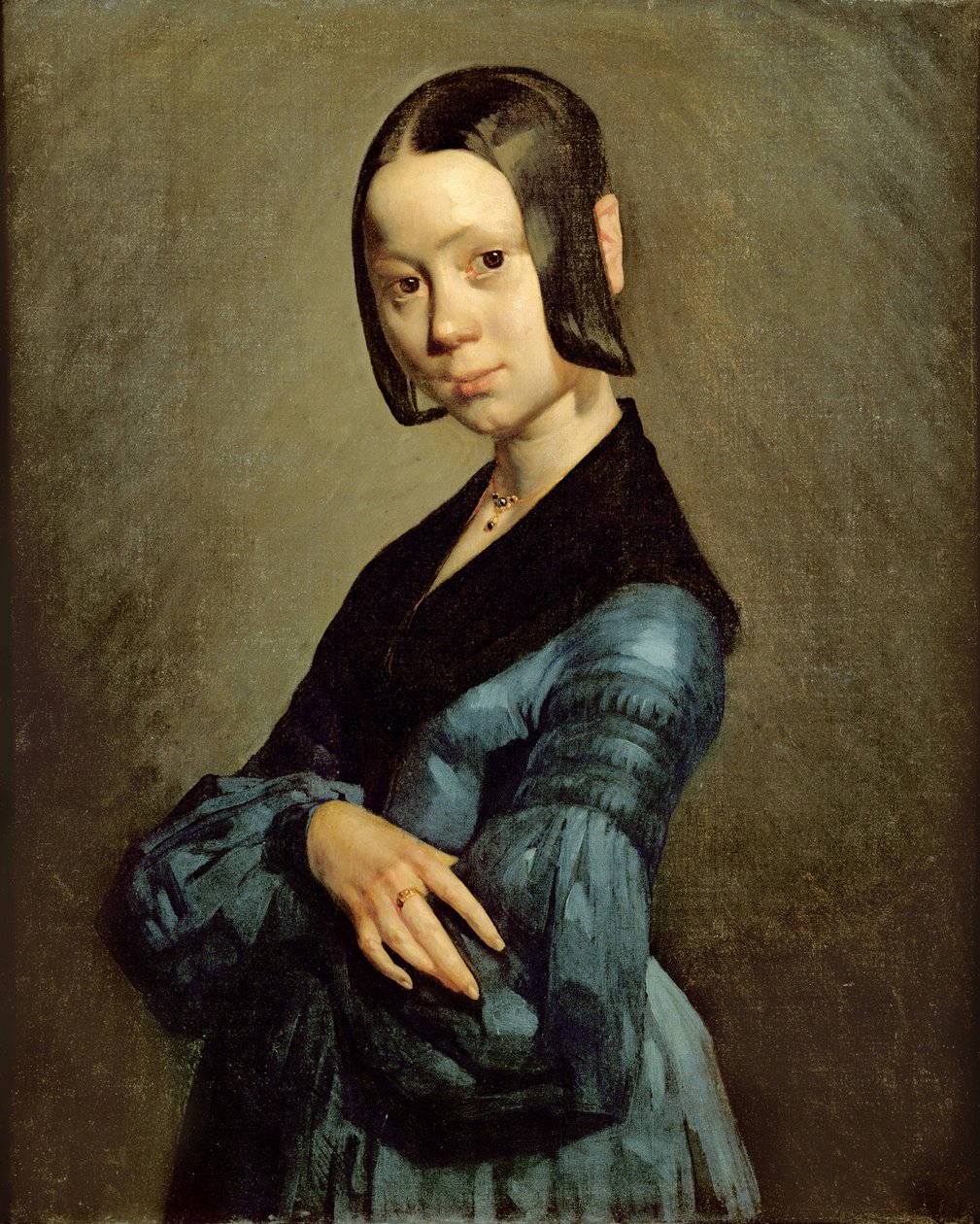 Pauline Ono in Blauw, 1841-42 door Jean Francois Millet