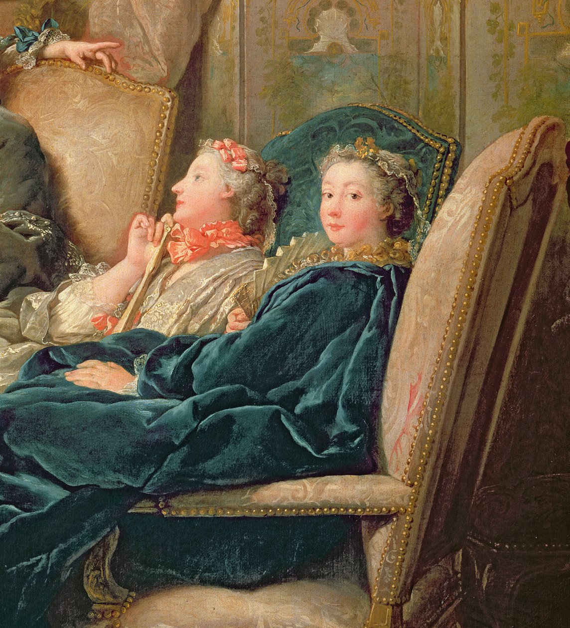 De lezing van Molière (detail) door Jean François de Troy