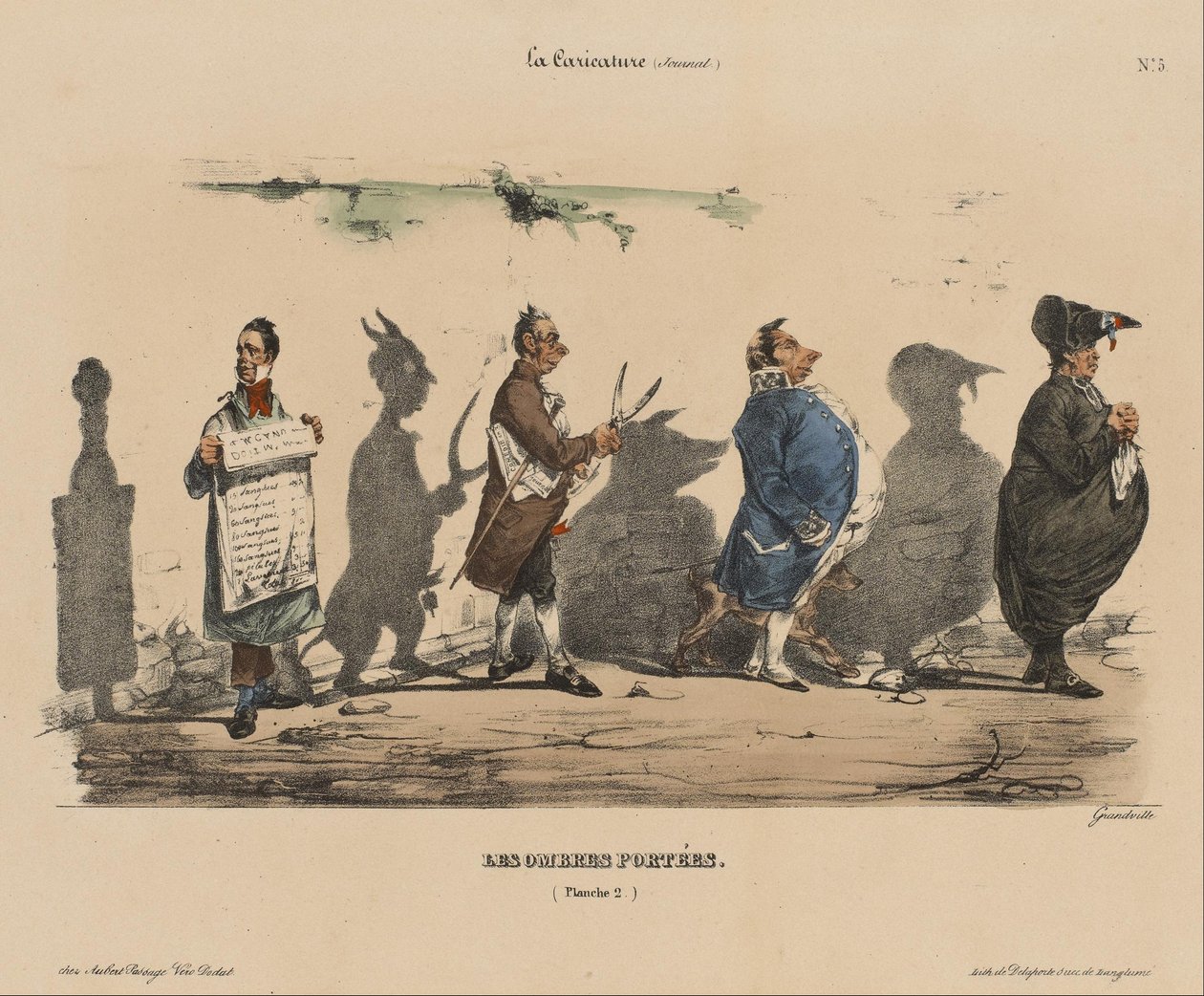 La Caricature; Les Ombres Portées, No. 5 door Jean Ignace Isidore Gérard