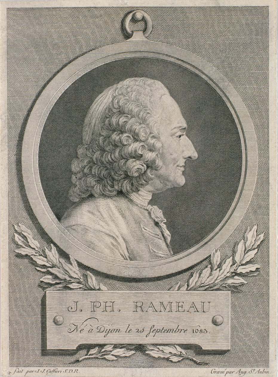 Portret van Jean Philippe Rameau (1683-1764) gegraveerd door Auguste de Saint-Aubin door Jean Jacques Caffieri