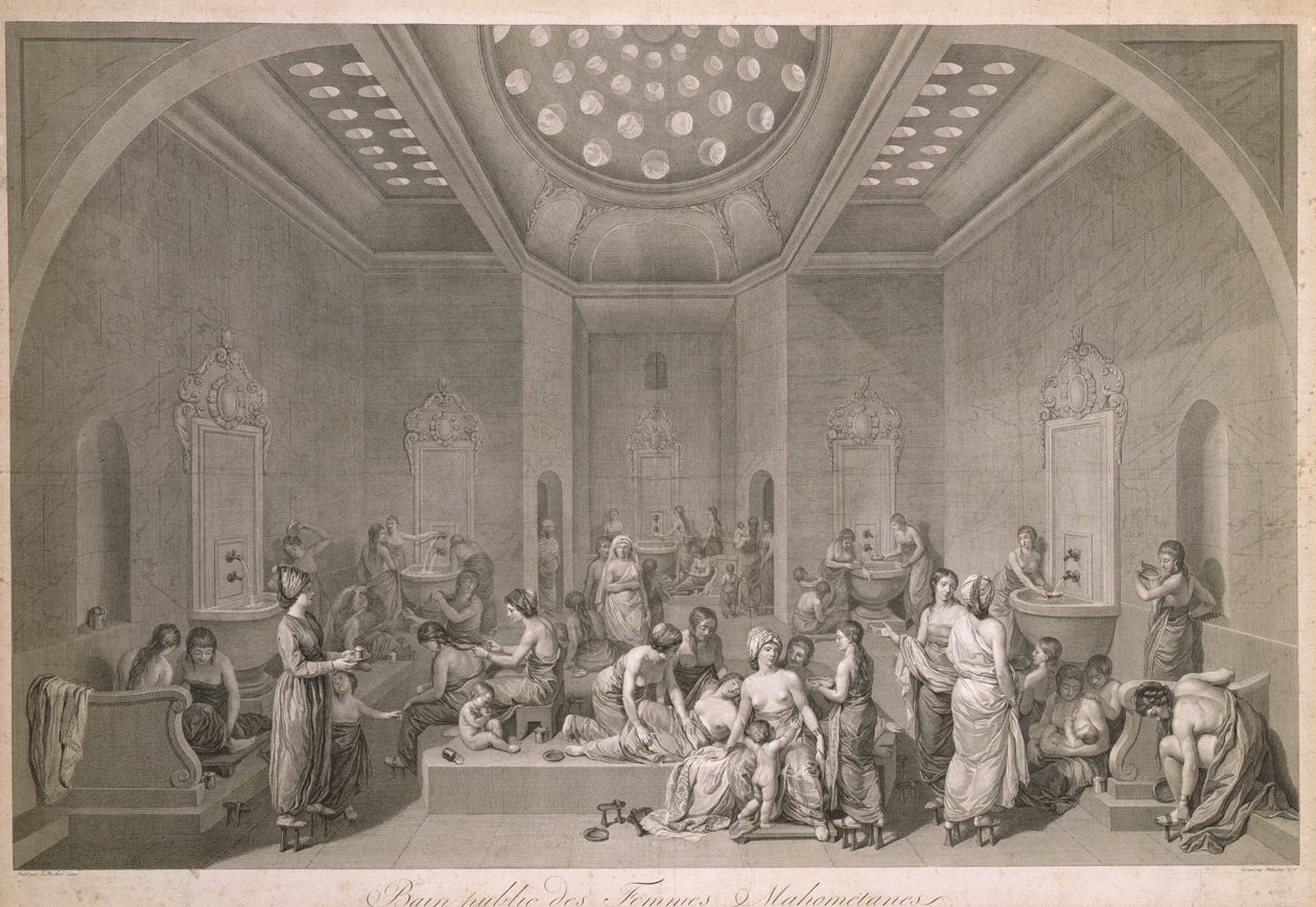 De openbare baden voor Mohammedaanse vrouwen, gegraveerd door Robert Delaunay door Jean Jacques Francois Lebarbier