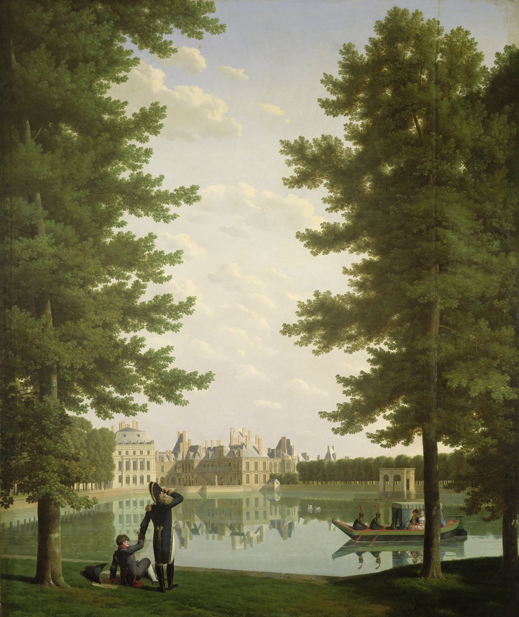 Napoleon I en Marie-Louise bij de karpervijver in Fontainebleau, 1810 door Jean Joseph and Boilly, Louis Bidauld
